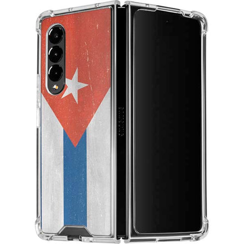Cuban Flag Distressed Galaxy Z Fold4 5G Clear Case